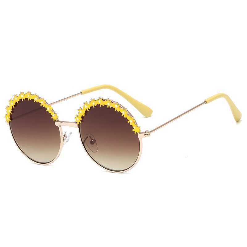 Sunglasses flower fashion New Sunglasses childrens round childrens Metal Sunglasses childrens glasses