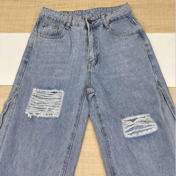 custom New high waist Washed ripped baggy Plus Size Women's Jeans Denim Women Pants