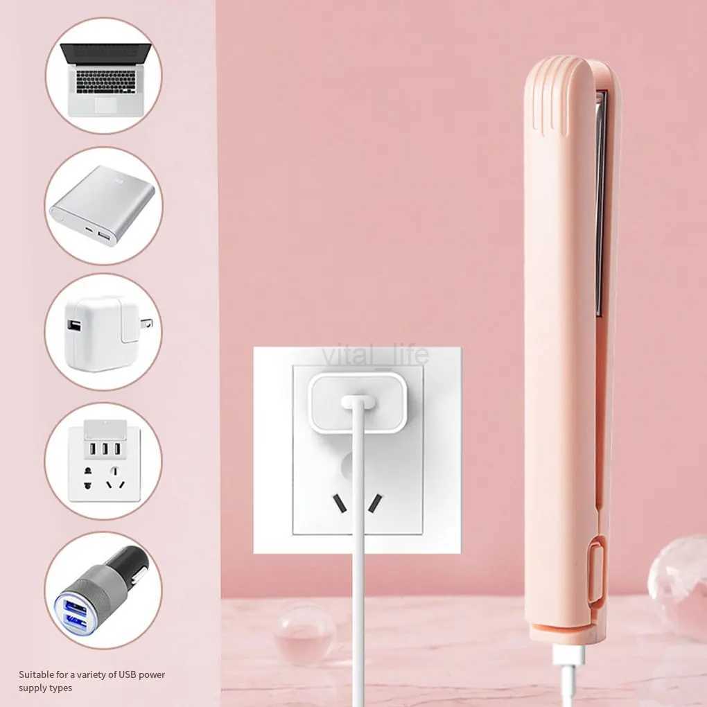 USB Portable Cordless Hair Straightener Curler Easy To All Hair Types USB Rechargeable Curling IronCL240716