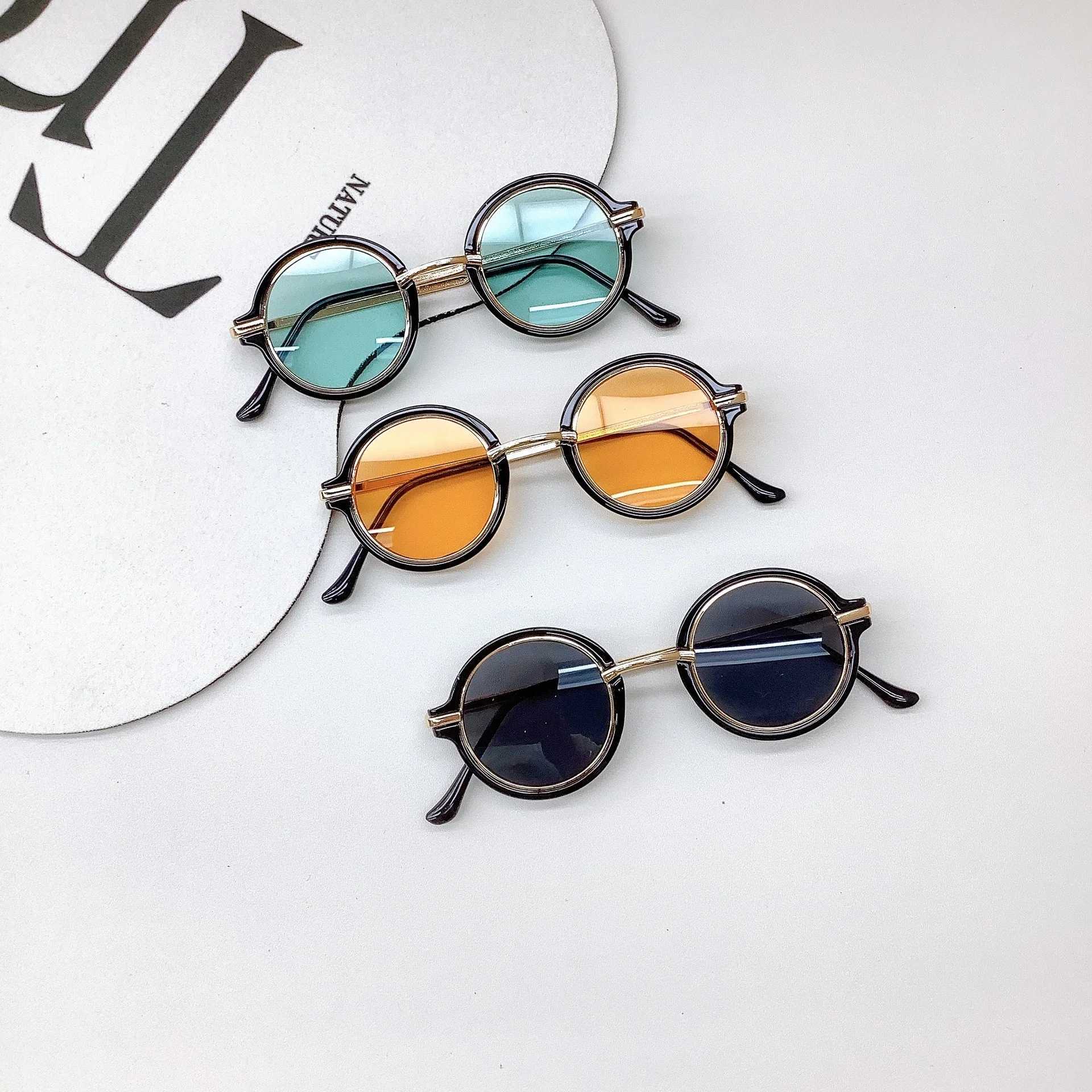 Sunglasses Childrens Sunglasses Cute Sunshade Baby Glasses Sun Protection Round Frame Fashion Concave Shape Childrens Glasses New Style