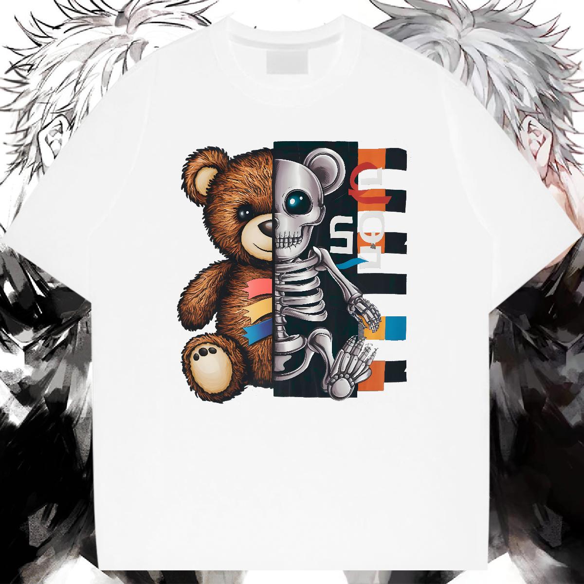 Factory Direct T Shirt For Man bear 230g Cotton Custom Cartoon Men Tops Tees Street Casual Breathable Crew Neck Cotton Comfortable Tshirts