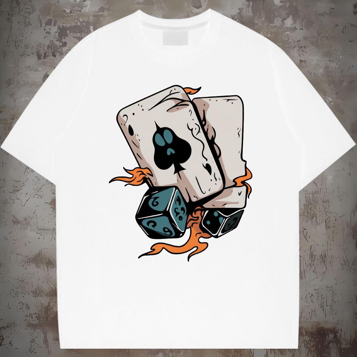 2024 Designer Mens T Shirts Poker 100% Cotton 230g Custom Men Tops Tees Street Cotton O Neck Short Sleeves Unisex Clothings