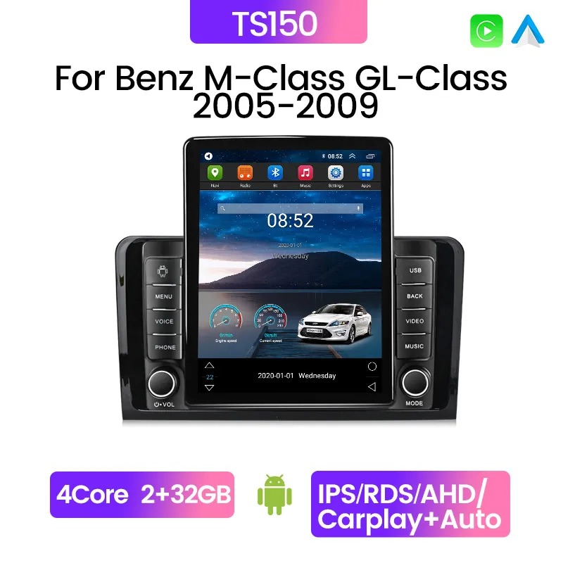 Android 13 Car Video Radio Player Audio GPS FOR BENZ ML 320/ML 350/W164 2005-2012 GL 2 Din Multimedia Navigation Stereo Carplay Auto