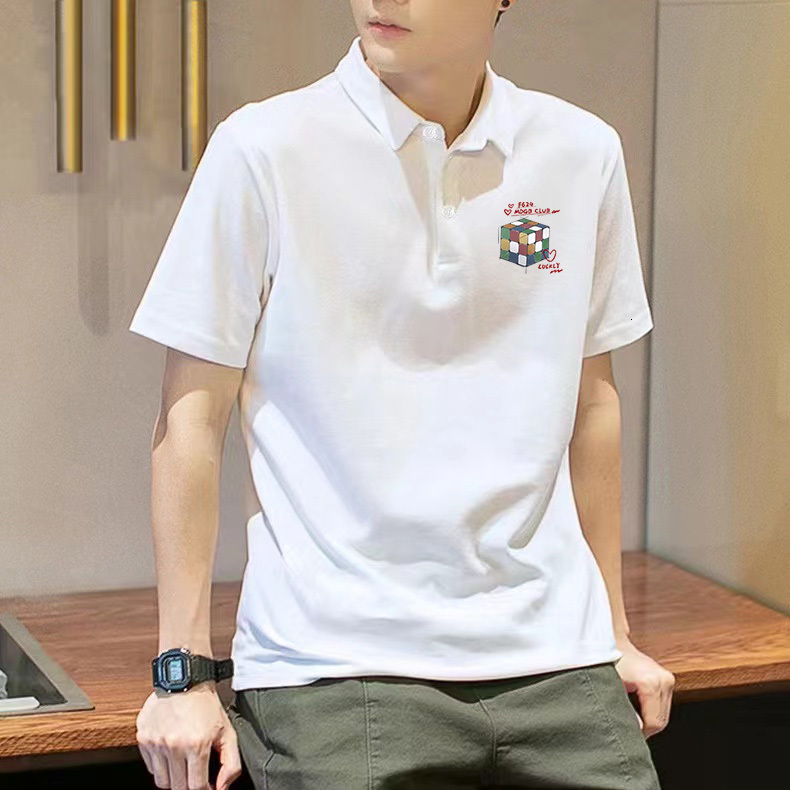 Men's Polo Shirt Summer Loose Trendy Simple Half Top 2024 New Casual Collar Short Sleeve T-shirt