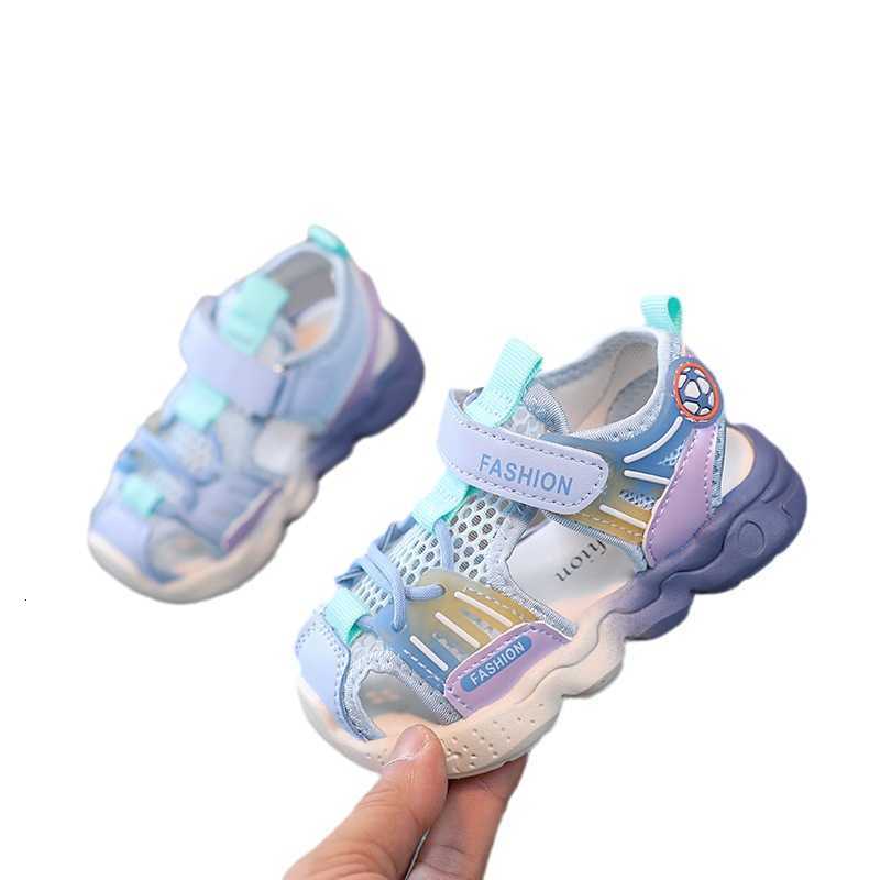 Children Sports Sandals 2024 Spring/Summer New Hollow Net Bread Head Beach Shoes for Boys and Girls Soft Sole Casual Sandals