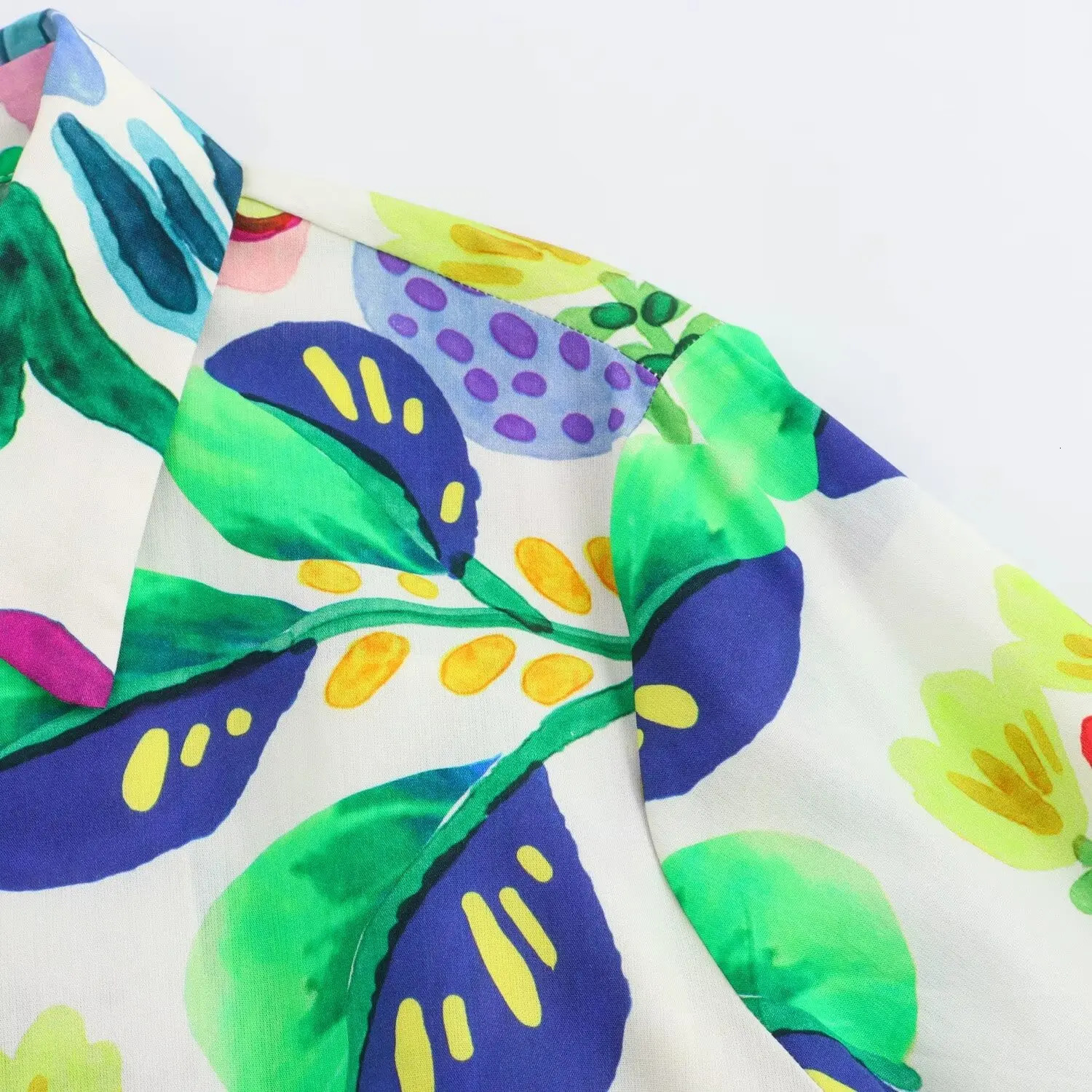 Womens Long Sleeved Dress Flower Printed Shirt Style Slimming Waist Belt Decorating Temperament 240715