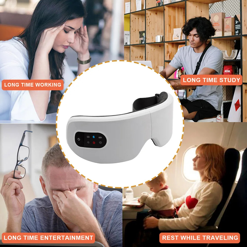 Electric Eye Massager Compress Vibration Massage Bluetooth Music Relief Stress Fatigue Relax Foldable Eye Care Smart Glasses 240712