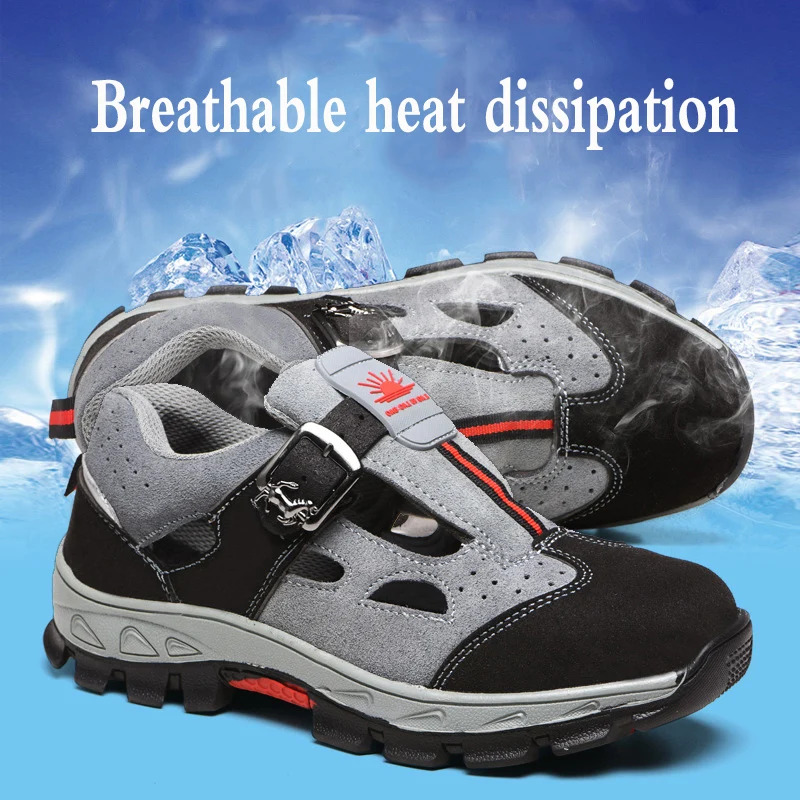 Labor Insurance Men Steel Toe Caps Anti-Smashing Safety Shoes Breathable Deodorant Wear-Resistant Work Sandals atillas