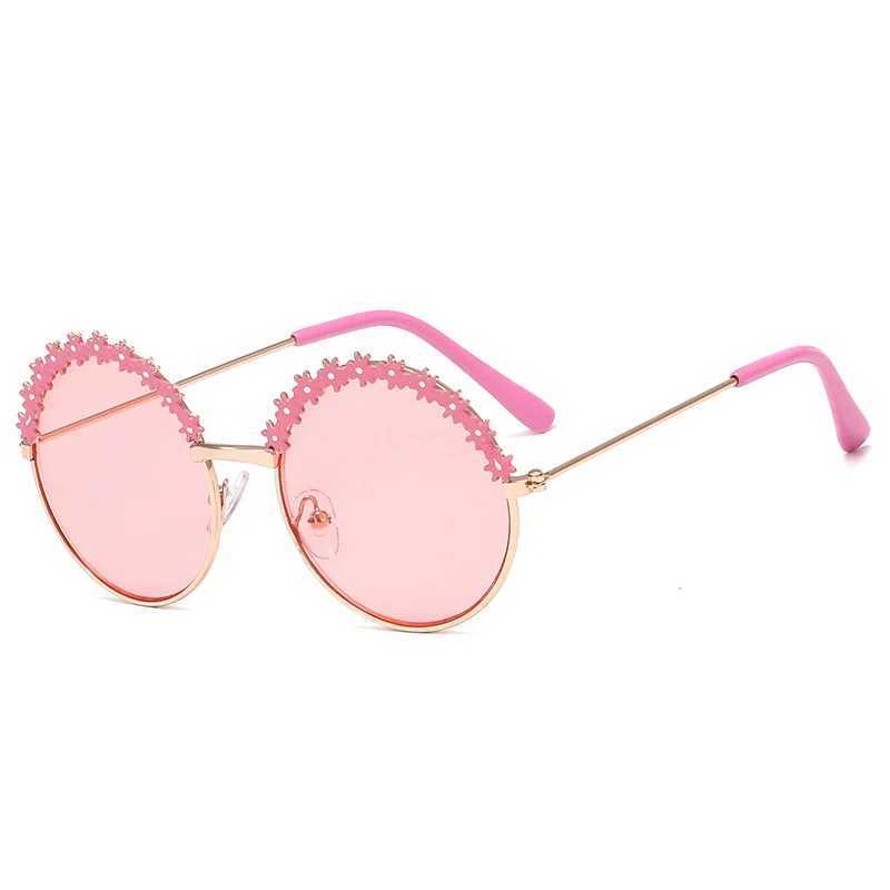 Sunglasses flower fashion New Sunglasses childrens round childrens Metal Sunglasses childrens glasses