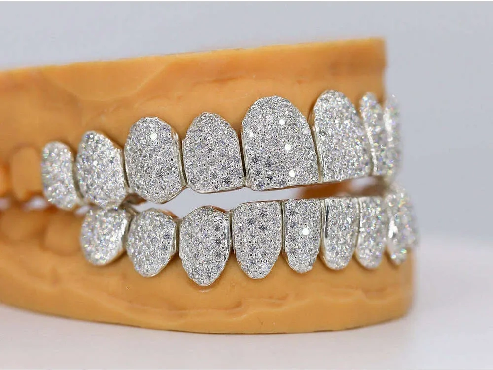 Custom Hiphop Iced Out Rose Gold For Teeth Sterg Sier Bg Moissanite Grillz