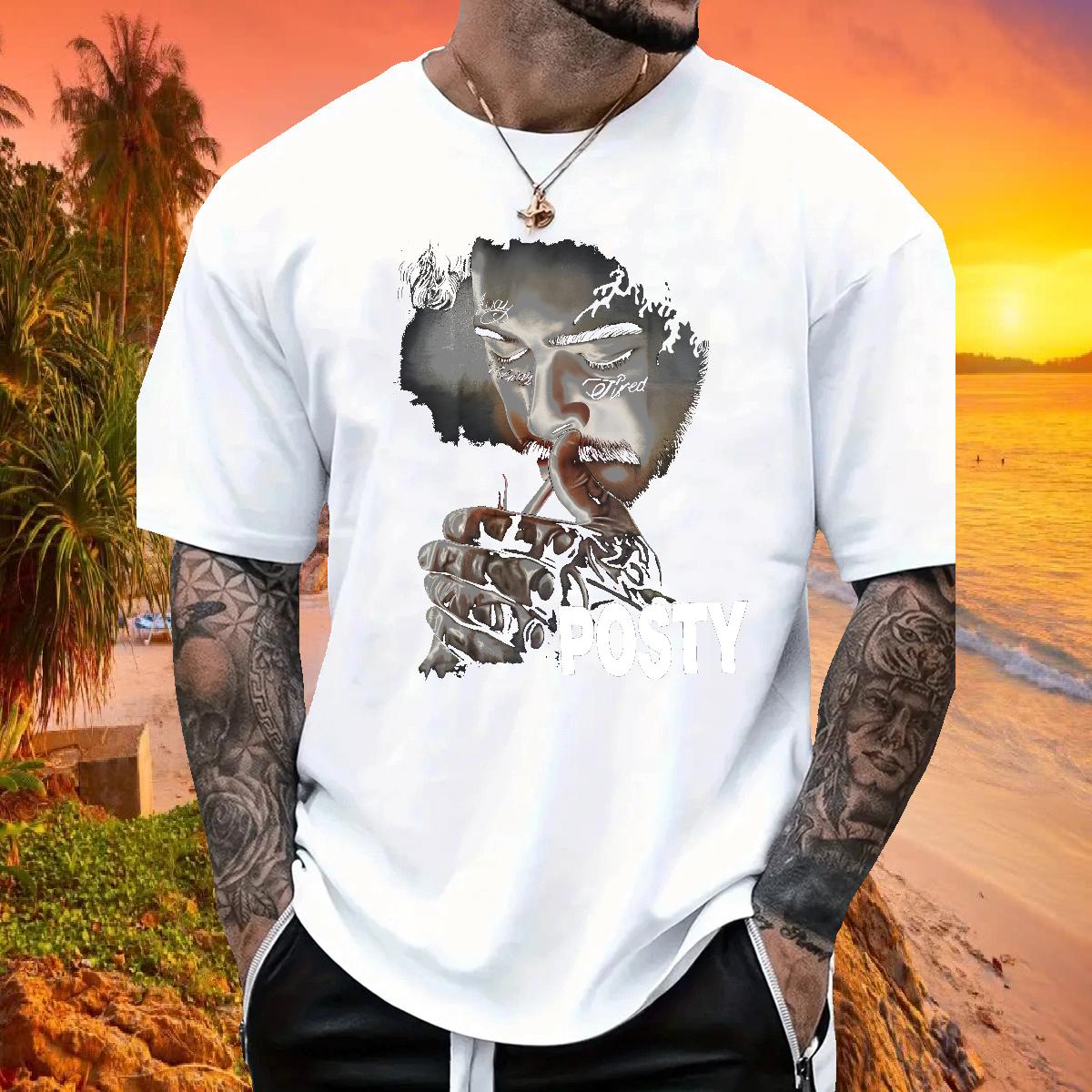 Classic Mens T Shirts ZCY-240626001 230g 100% Cotton Black White Hip Hop Men Tees Breathable Short Sleeve Loose Fit