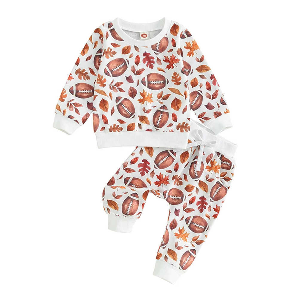 Clothing Sets 2023-08-17 Lioraitiin 0-3Y Newborn Baby Girl Boy Clothes Football Long Sleeve Pullover Sweatshirt Long Pants Fall Winter Outfit BN0O