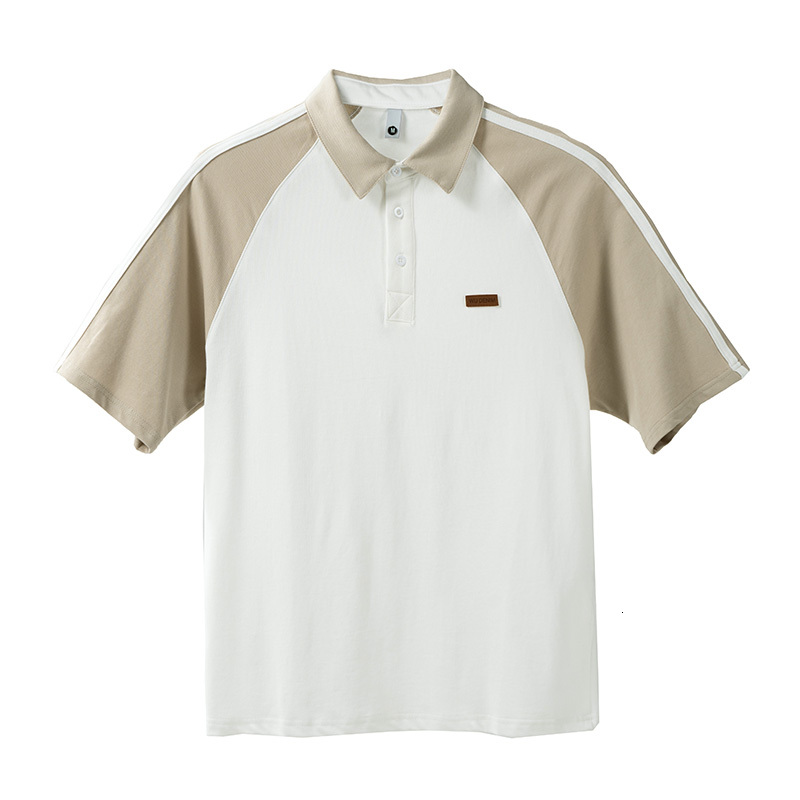 Summer New Short sleeved Shirt Men's Trendy Raglan Sleeve Splicing Quality Polo Top
