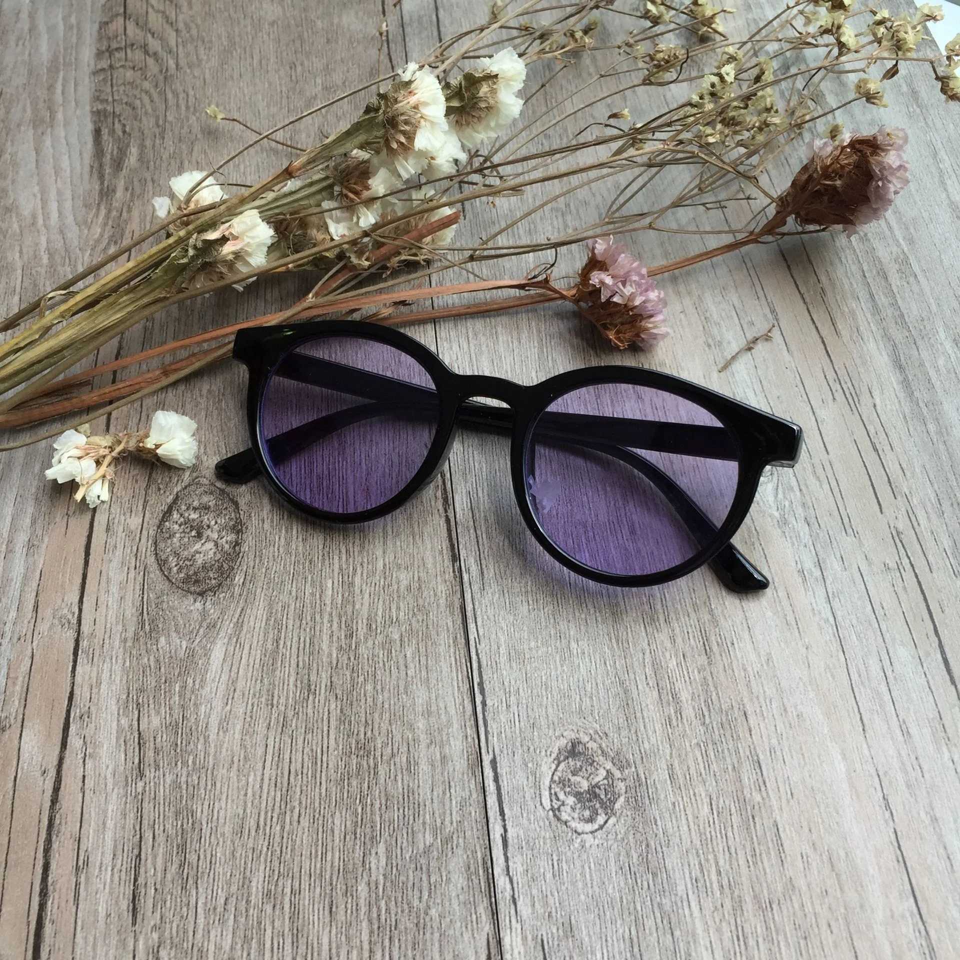Sunglasses New childrens fashion plastic round frame sunglasses ocean film new sunglasses Fashion Glasses