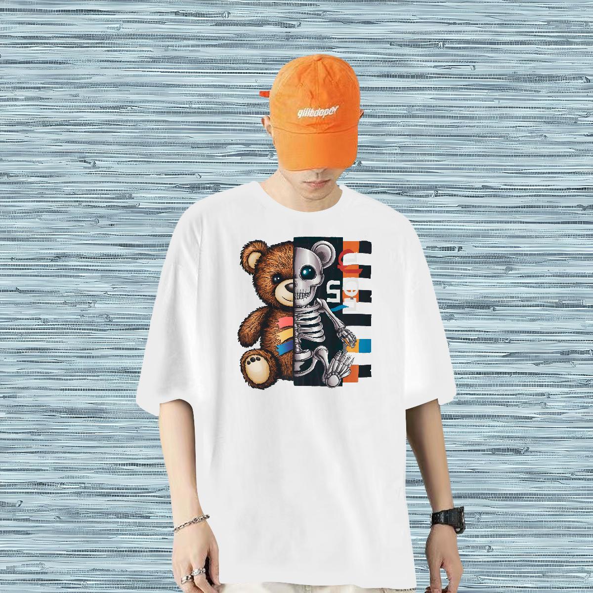 Brand T Shirt For Man bear 230g Cotton Casual Crew Neck Cotton Men Clothes T-Shirt Custom Oversized Tops