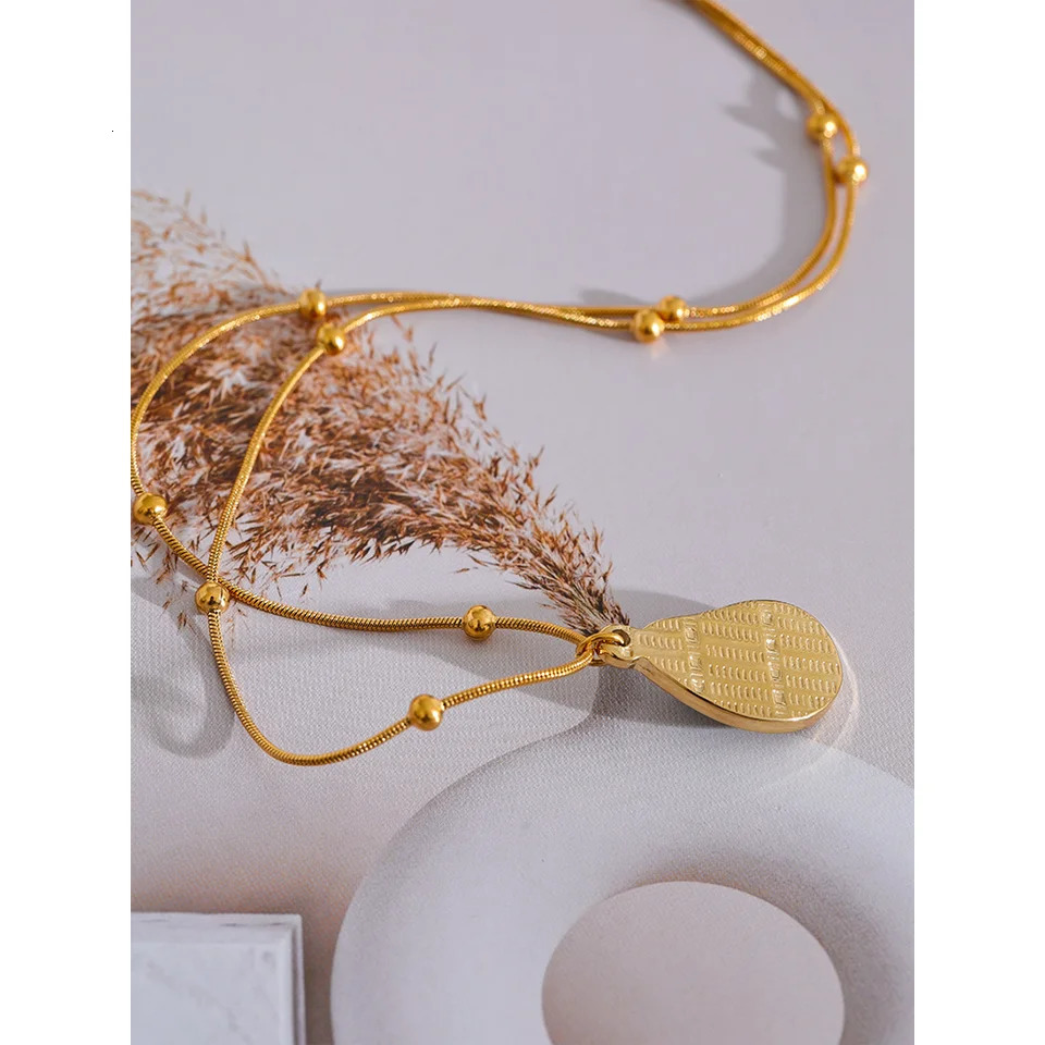 Yhpup Stainless Steel Cashew Drop Inlaid Natural Tiger Stone Pendant Necklace Rust Proof 18K PVD Plated Chain Neck Jewelry 240710