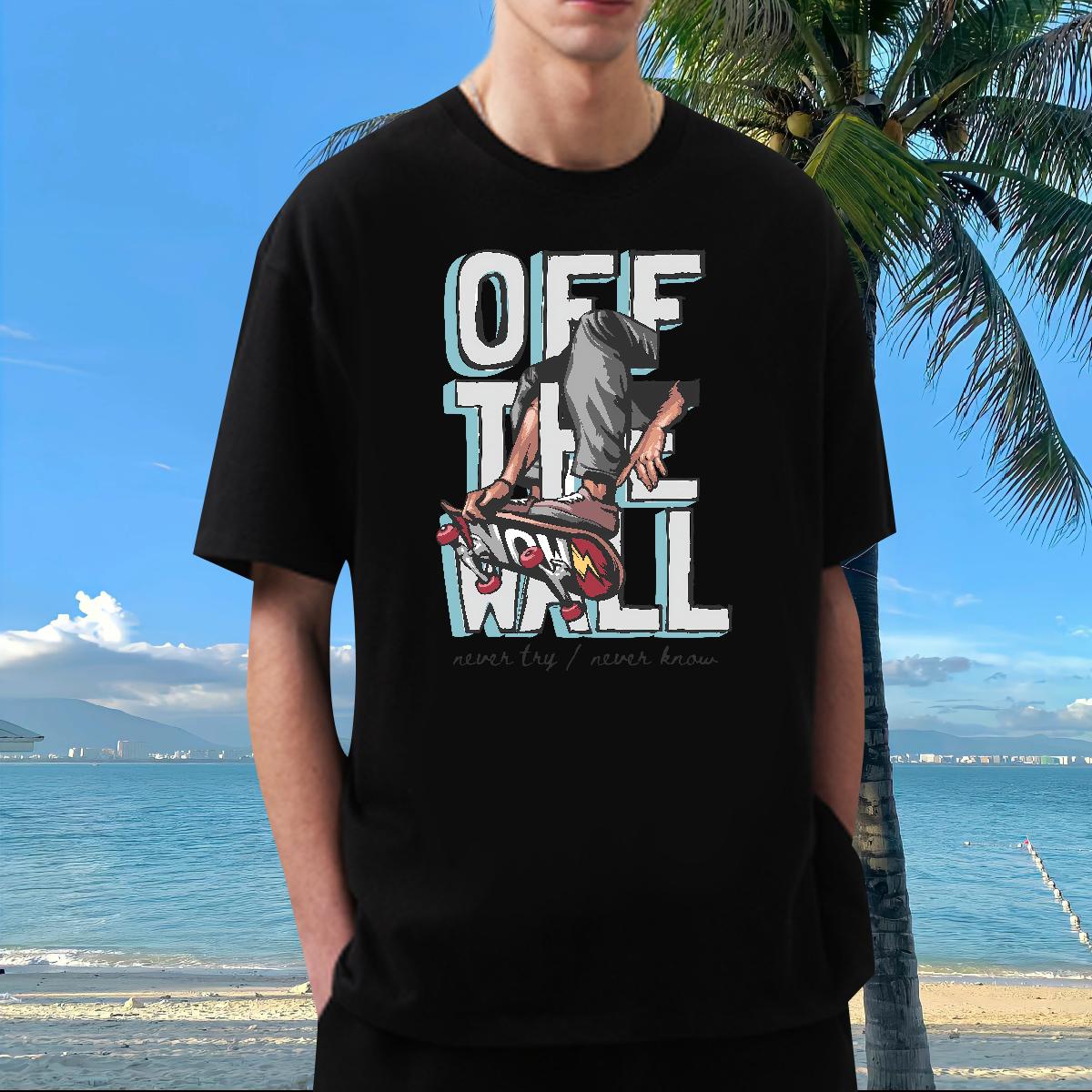 Designer T-Shirts for Men Graffiti Art 100% Cotton 230g DIY Men Tops Tees Daily Outfit Short Sleeve Cotton O-Neck Soft Tees Shirts