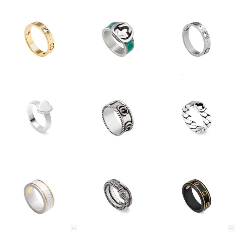 Luxury Designer Extravagant Brand Letter Band Rings 18K Gold Plated Stainless Steel Open Ring Fashion Women Men Turquoise Crystal Metal Jewelry