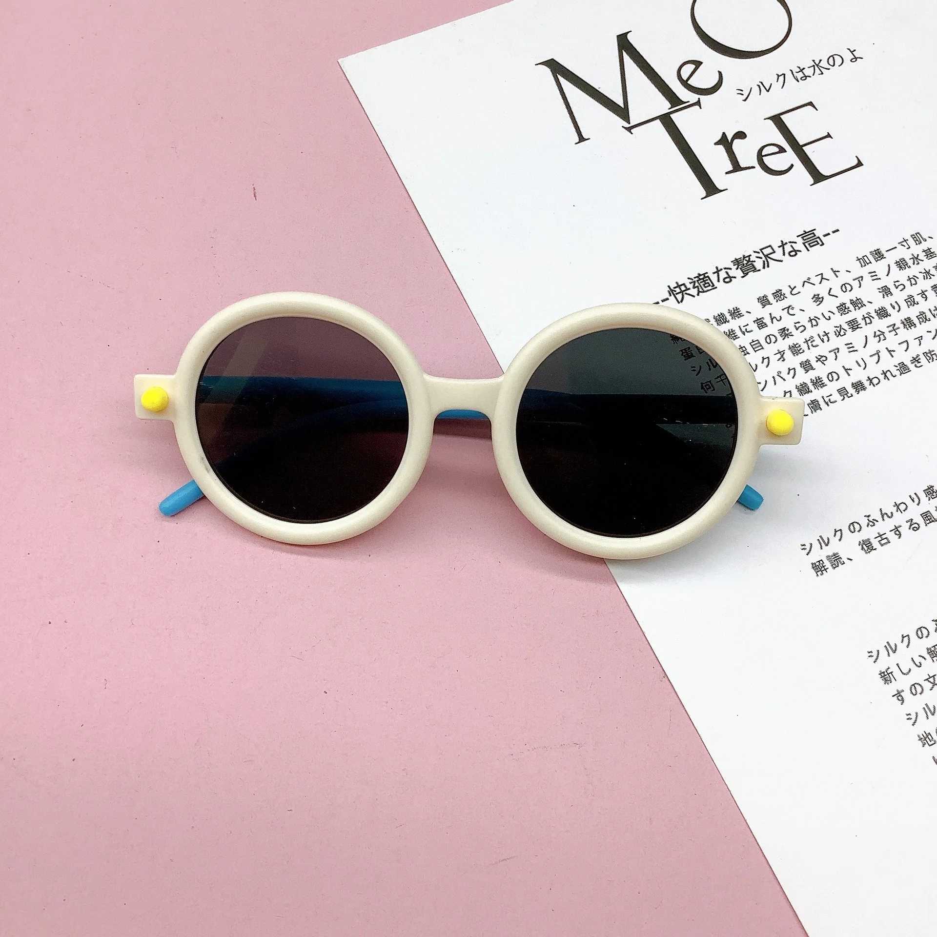 Sunglasses New personalized childrens sunglasses round frame color contrast ins style baby sunglasses sunscreen anti-ultraviolet glasses