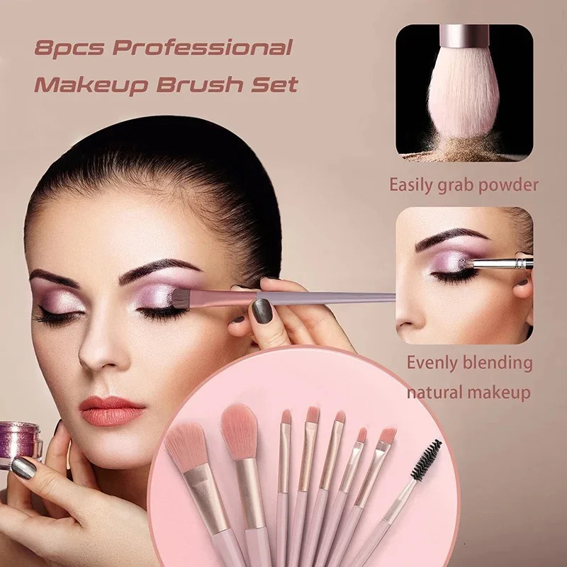 Portable 8Pcs makeup brush set Soft makeup concealer brush powder blusher loose powder brush eye shadow basic brush beauty tool 240715