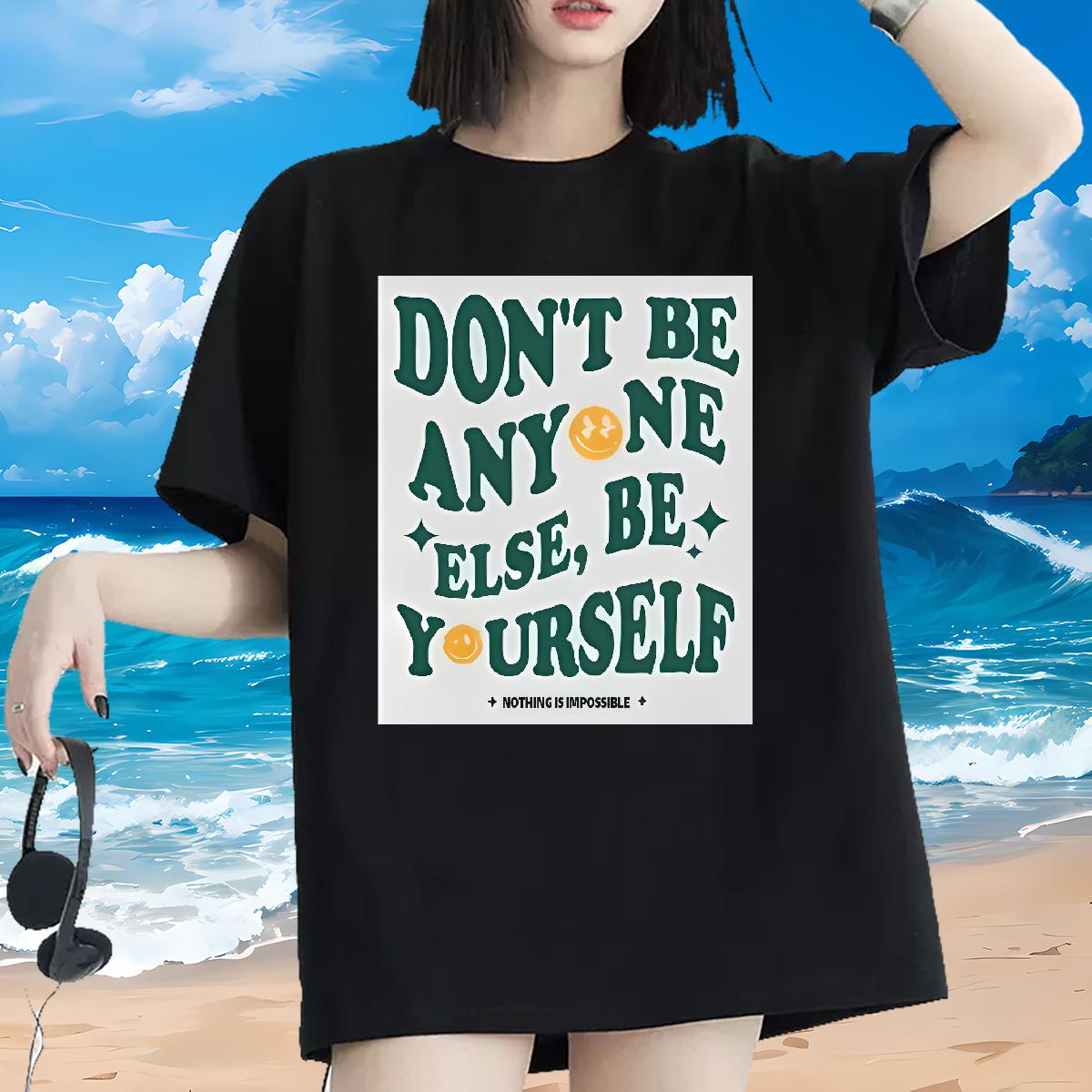 Brand Women T Shirts Crew Neck Cotton Breathable nothing is impossible 100% Cotton 230g Casual Beach Woman Tshirt Cartoon Anime High quality Polos