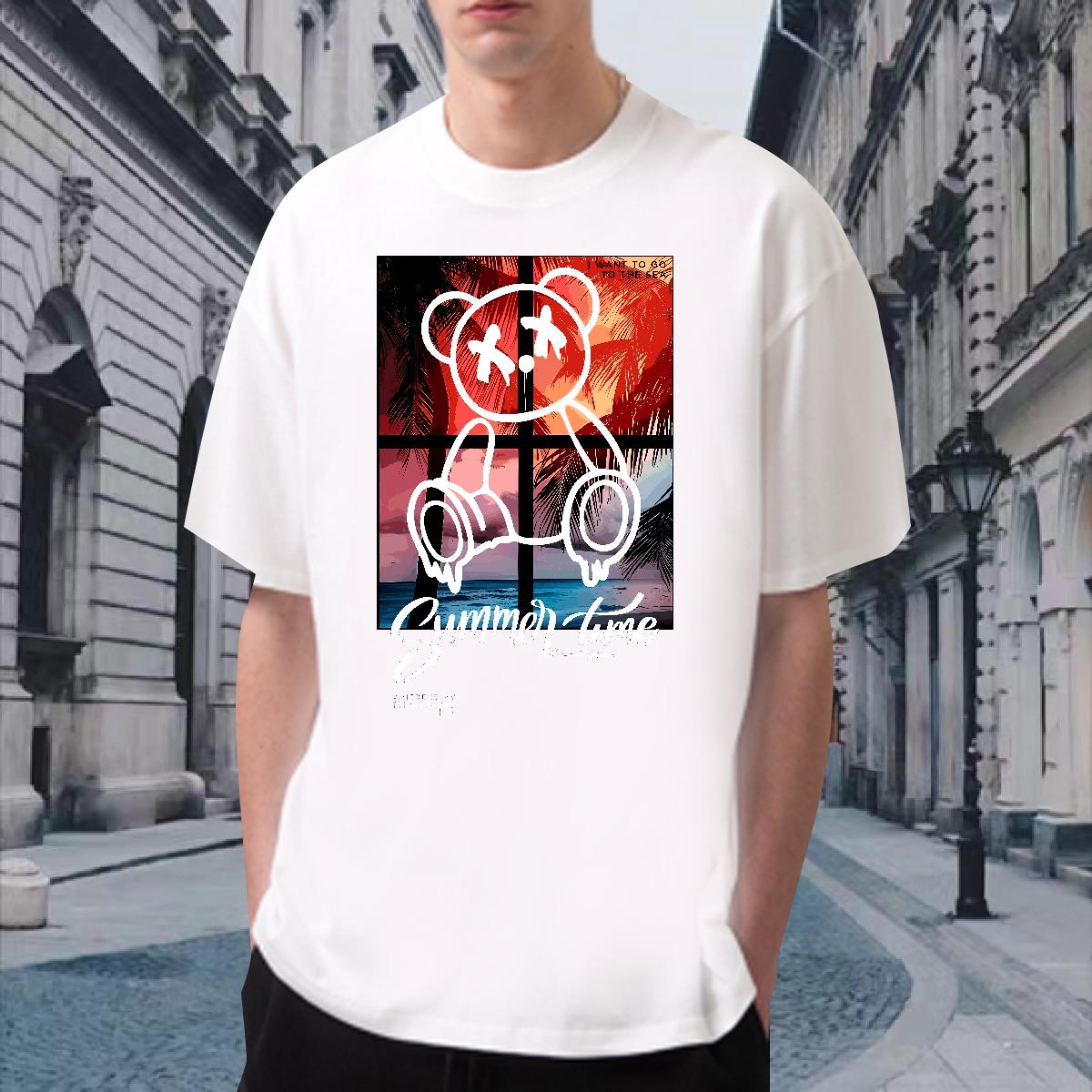 2024 DIY T-Shirts for Men Graffiti Art 230g 100% Cotton Graphic Men Tops Tees Casual Daily Wear Cotton Breathable Cool Tees Shirts