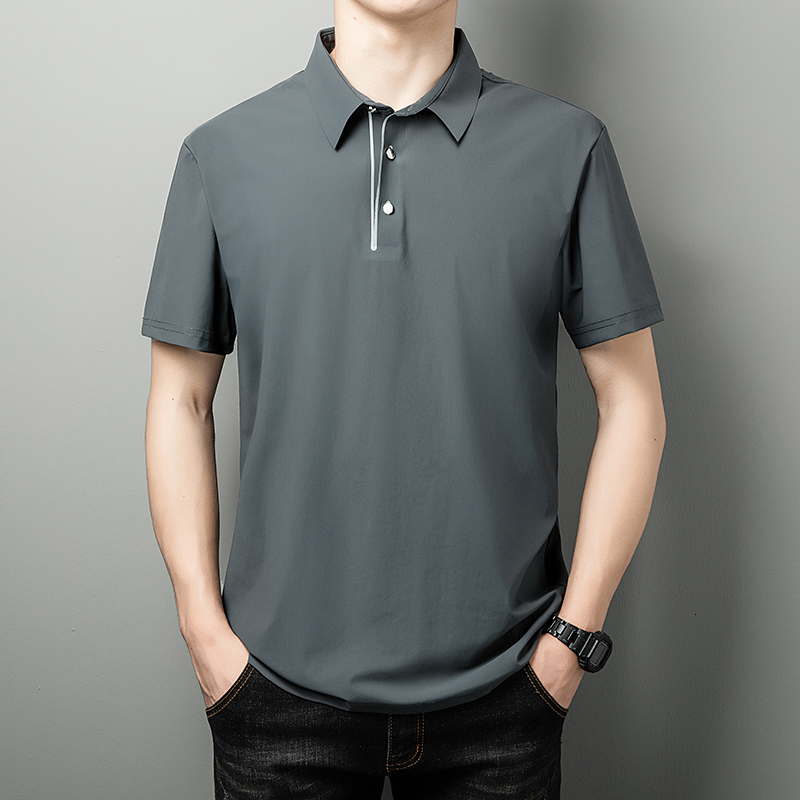 Men's Ice Silk Quick Drying Polo Shirt 2023 Summer New Short sleeved Casual Versatile Loose Paul T-shirt