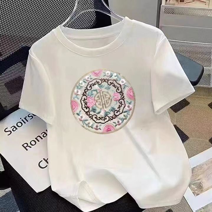 Women's Unique T-shirt 2024 Summer New Print Versatile Slimming Fashion Loose Casual Top