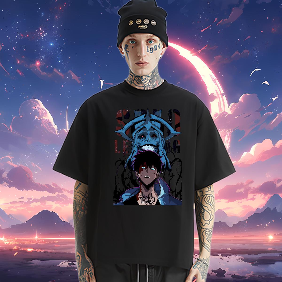 Wholesale T Shirt For Man fashion 230g 100% Cotton Custom Printing Mens Tshirts Anime Printing Street Crew Neck Cotton Loose Fit Tops Tees