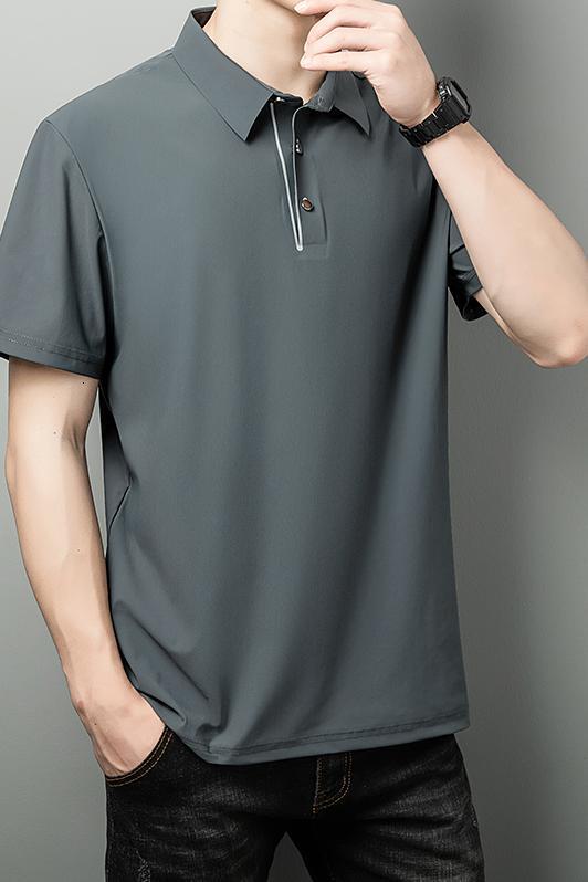 Men's Ice Silk Quick Drying Polo Shirt 2023 Summer New Short sleeved Casual Versatile Loose Paul T-shirt