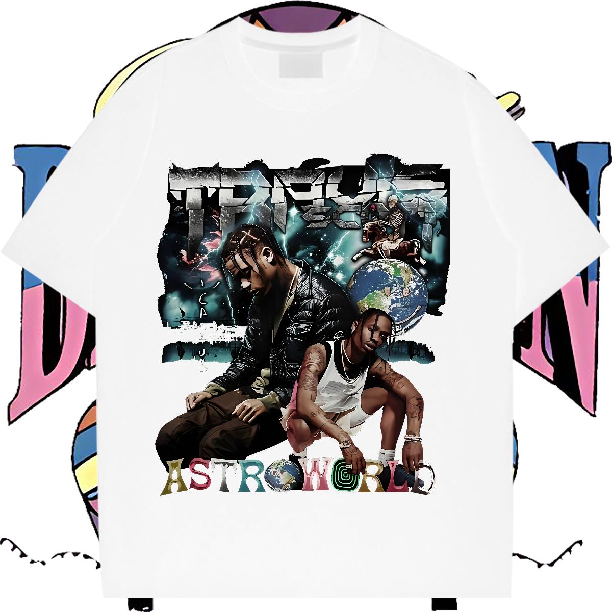 5A T shirt High Street Hip Hop Cotton Breathable Short Sleeve Men Tees 2024 Summer DIY Clothings