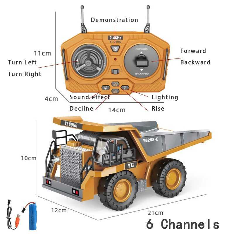 Rc Excavator Forklift Electric Bulldozer Dump Truck 4WD Remote Control Cars Engineering Vehicle Kids Toy for Boys Children GiftsM0715