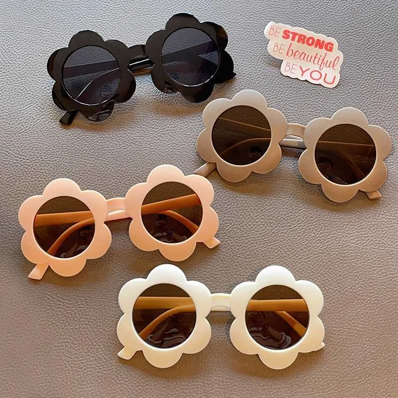 Sunglasses 2024 New Children Cute Solid Color Flower UV400 Sunglasses Fashion Round Girls Boys Sun Protection Sunglasses Kids Sun Glasses