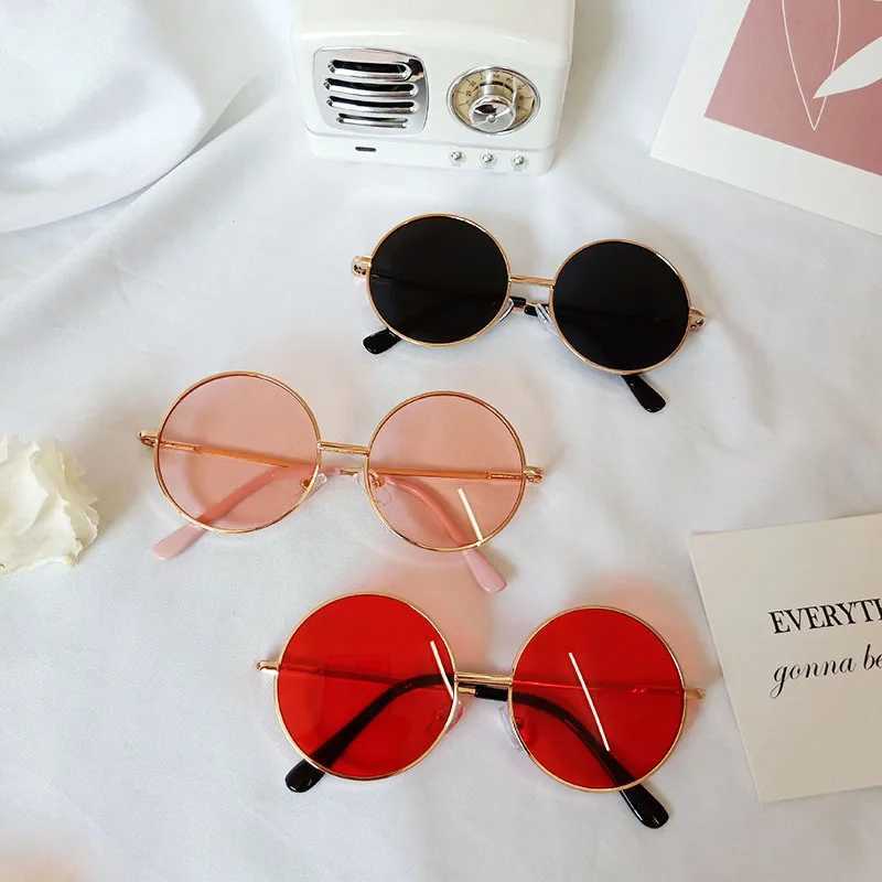 Sunglasses New round frame childrens sunglasses baby stand glasses fashion metal sunglasses