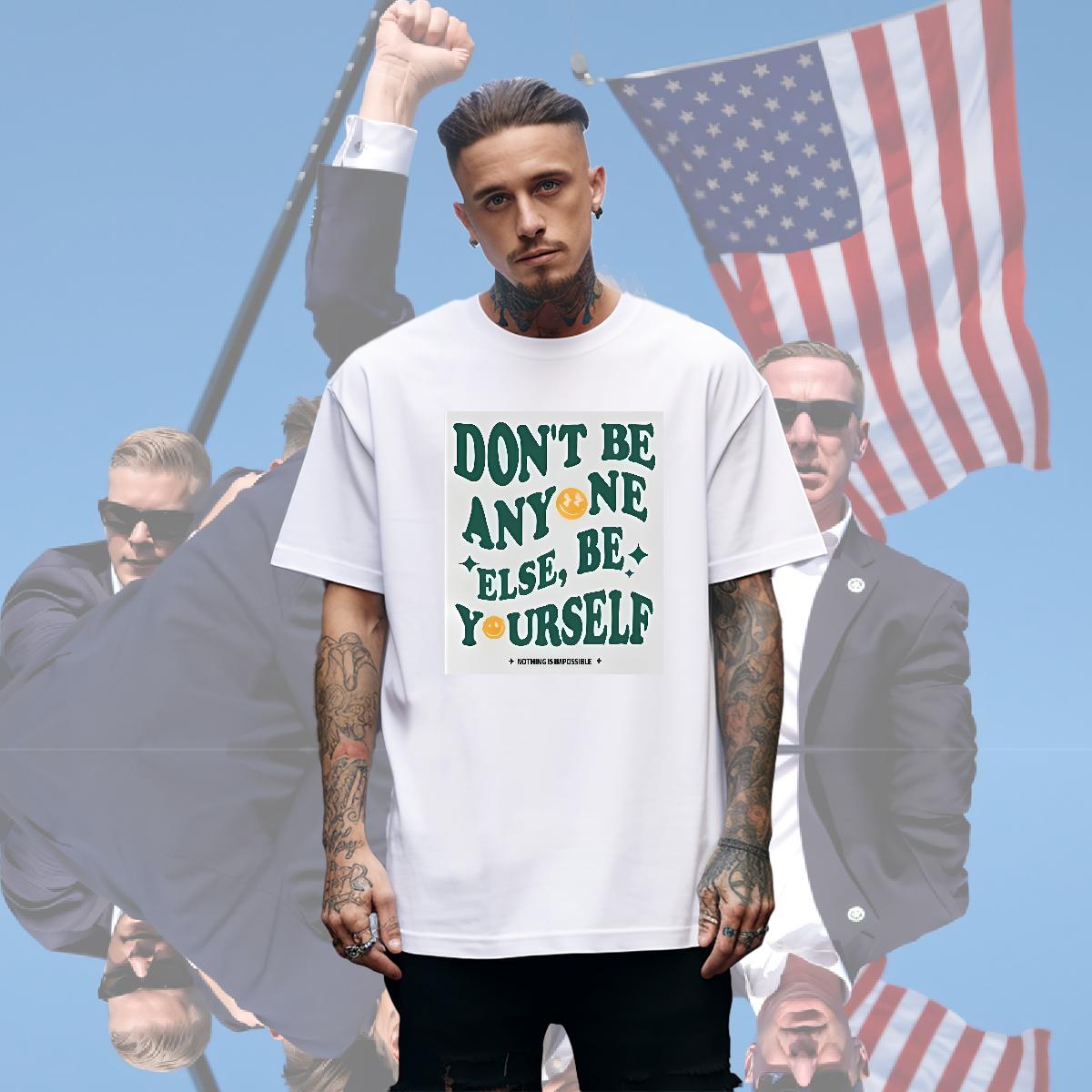 Cool Design Men Tees be yourself 230g 100% Cotton Breathable Short Sleeve Hip Hop Mens T Shirts DIY Customized Top Tees