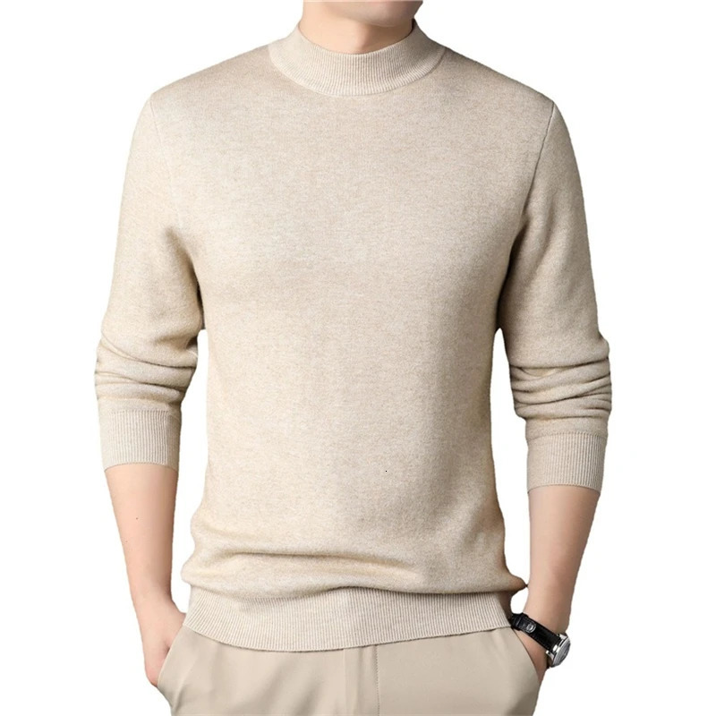 Men Sweater Solid Pullovers Mock Neck Spring And Autumn Wear Thin Fashion Undershirt Size M to 4XL Clothing 240715
