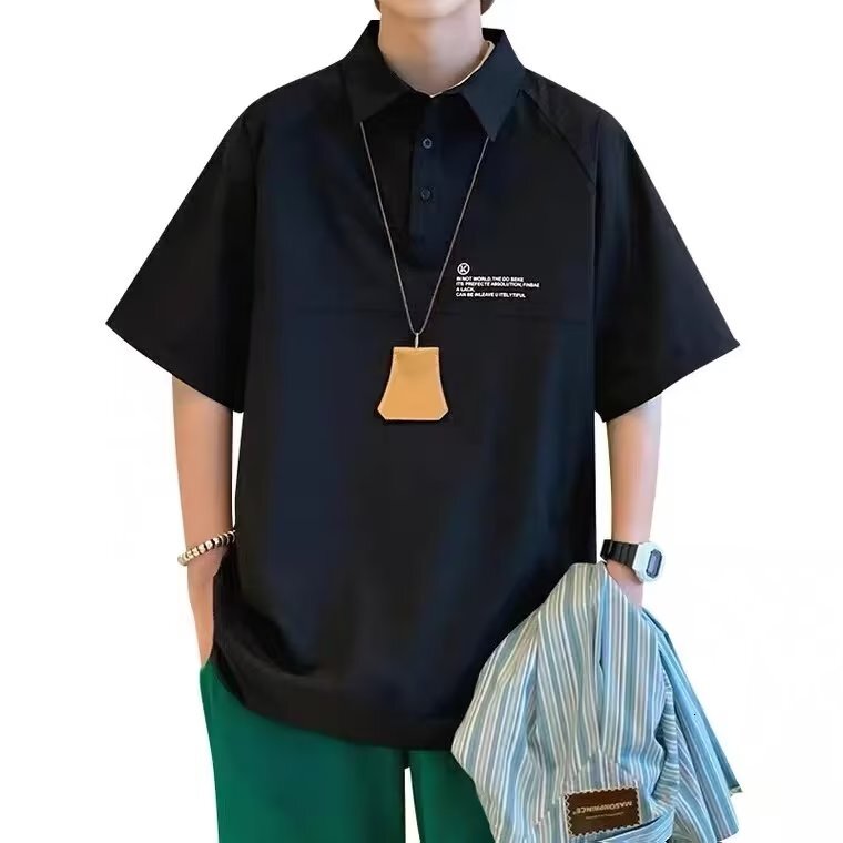 Half sleeved men's new 2023 summer temperament POLO shirt loose fit youthful fashion trend