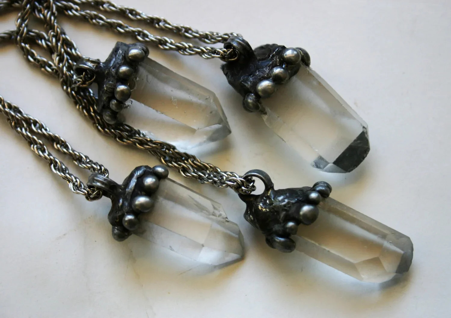 10pcs Quartz Crystal Point Necklace Layering Halloween Grunge Y2k Stainless Steel Chain Jewelry Emo Wicca Collares Goth Gothic 240715