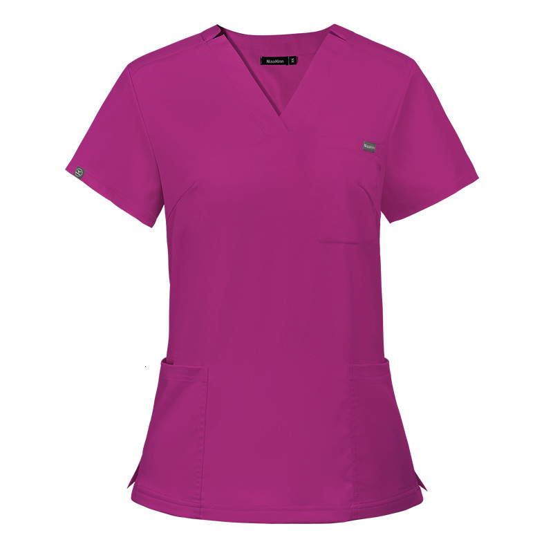 Elastic surgical V-neck short sleeved hospital nurse suit for women's operating room hand washing clothes F716#79 ab3652