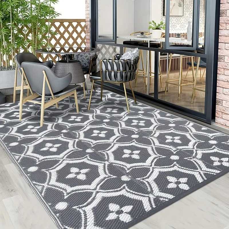 Carpets Foldable Outdoor Rug Bohemian Style Beach Mat Waterproof Reversible Patio Carpet for Balcony Camping Picnic Spring Home Decor R240716