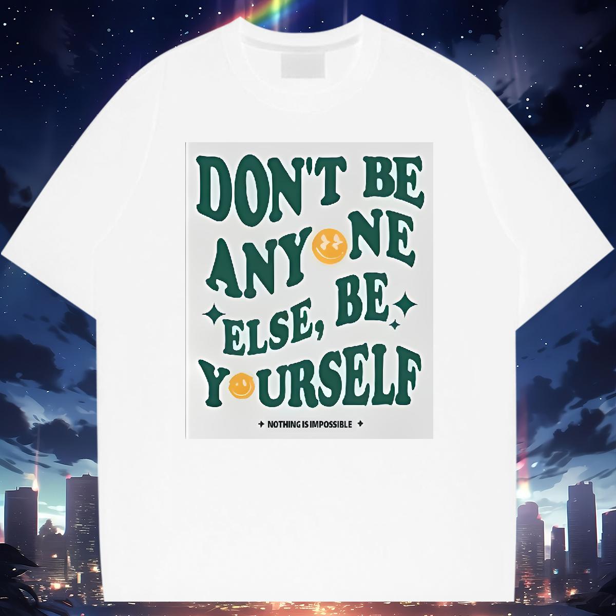 5A Men Tops Tees nothing is impossible 230g 100% Cotton Crew Neck Cotton Breathable Anime Printing Street Mens T Shirts DIY Brand Tees Shirts