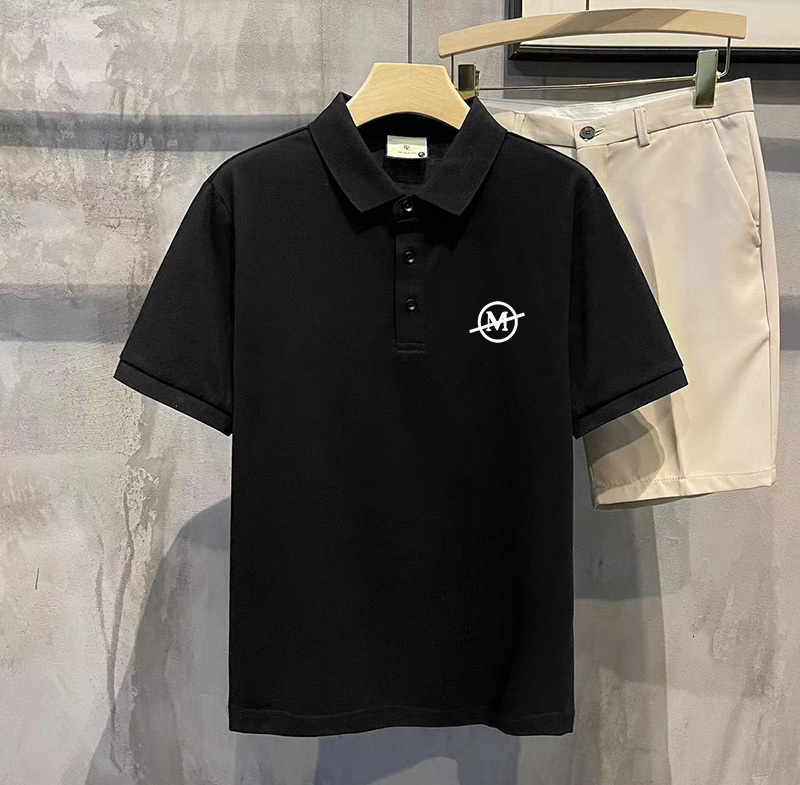 Short sleeved polo shirt summer trendy brand 2024 lapel casual print new T-shirt men's ins top trend