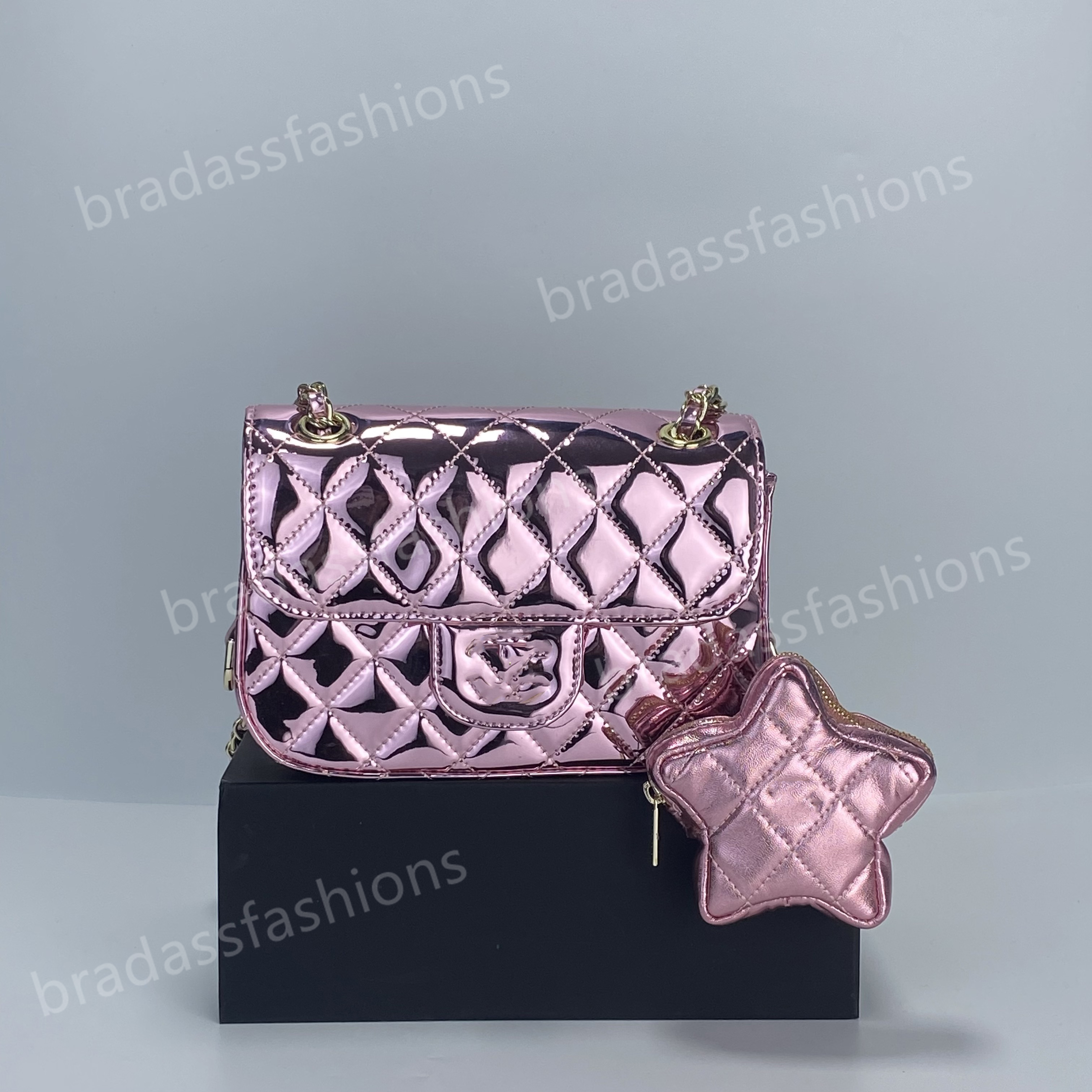 Designer bags Star Gemini Bag Square Flap Bag 24C mirror paint Genuine Leather Diamond Lattice Quilting Calfskin crossbody bag Handbags Wallet cc Star Purse1111