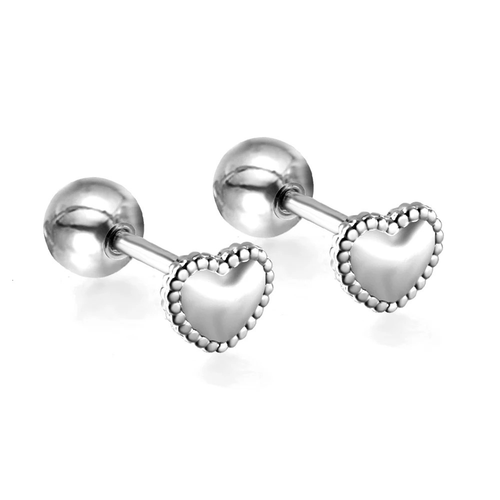 LUXUKISSKIDS Tiny Stud Earrings For Children Tiny Heart Shape Wholesale Screw Pack Piercing 12pairs/Lots Jewelry Small Business 240710