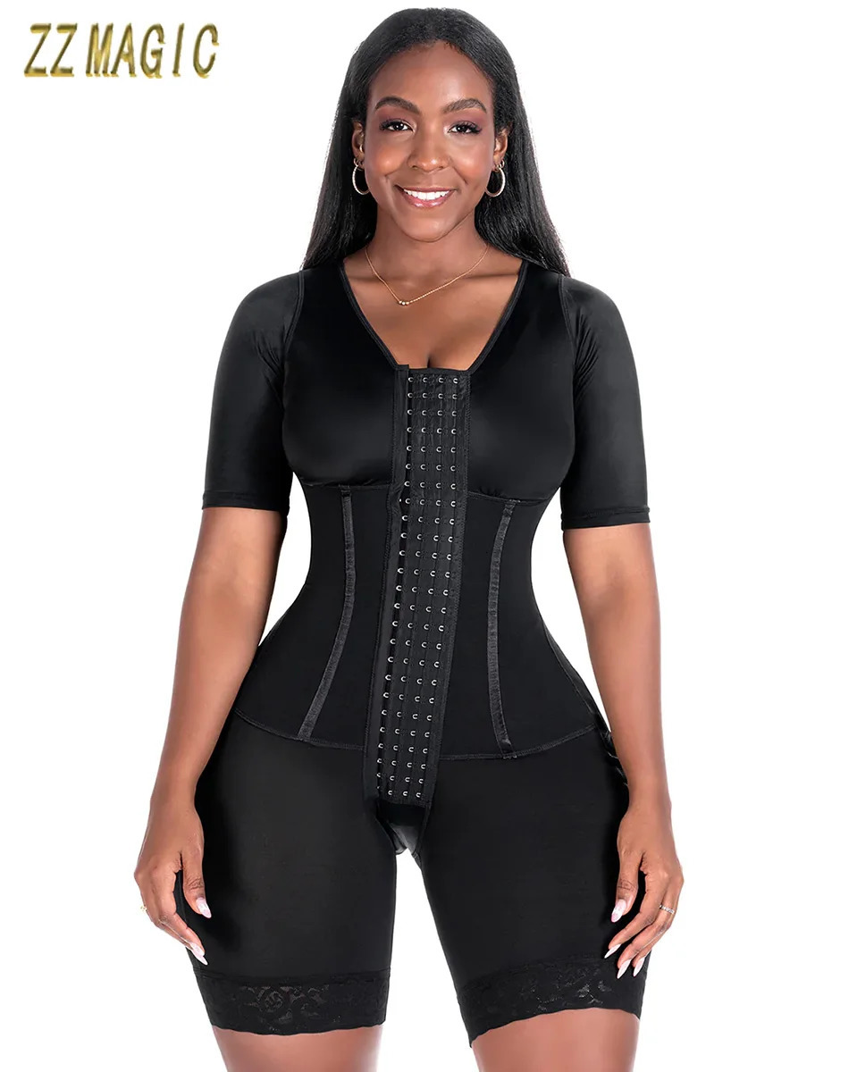 Womens Corset Bodyshaper High Compression Garment Abdomen Control Double Bodysuit Waist Trainer Open Bust Shapewear Faja 240715