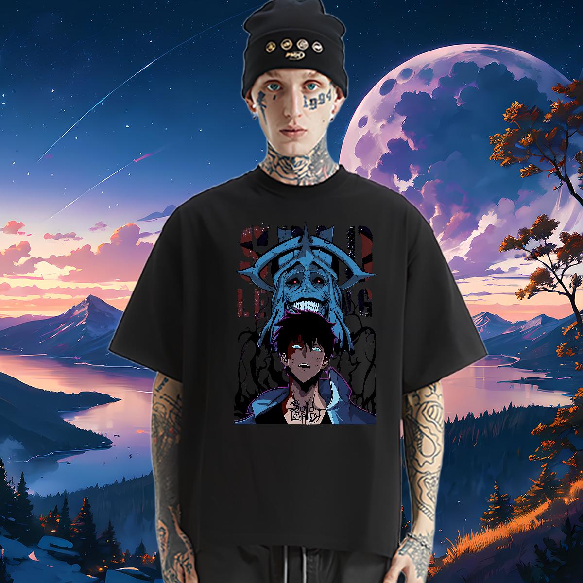2024 T-Shirts for Men fashion 100% Cotton 230g Anime Men Clothes T-Shirt Daily Outfit Crew Neck Cotton Breathable Soft Tshirts