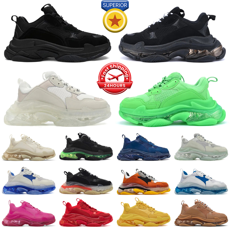 Designer triple s shoes men women platform clear sole Black White Grey Red Blue Neon Beige Pink mens trainers outdoors sports sneakers