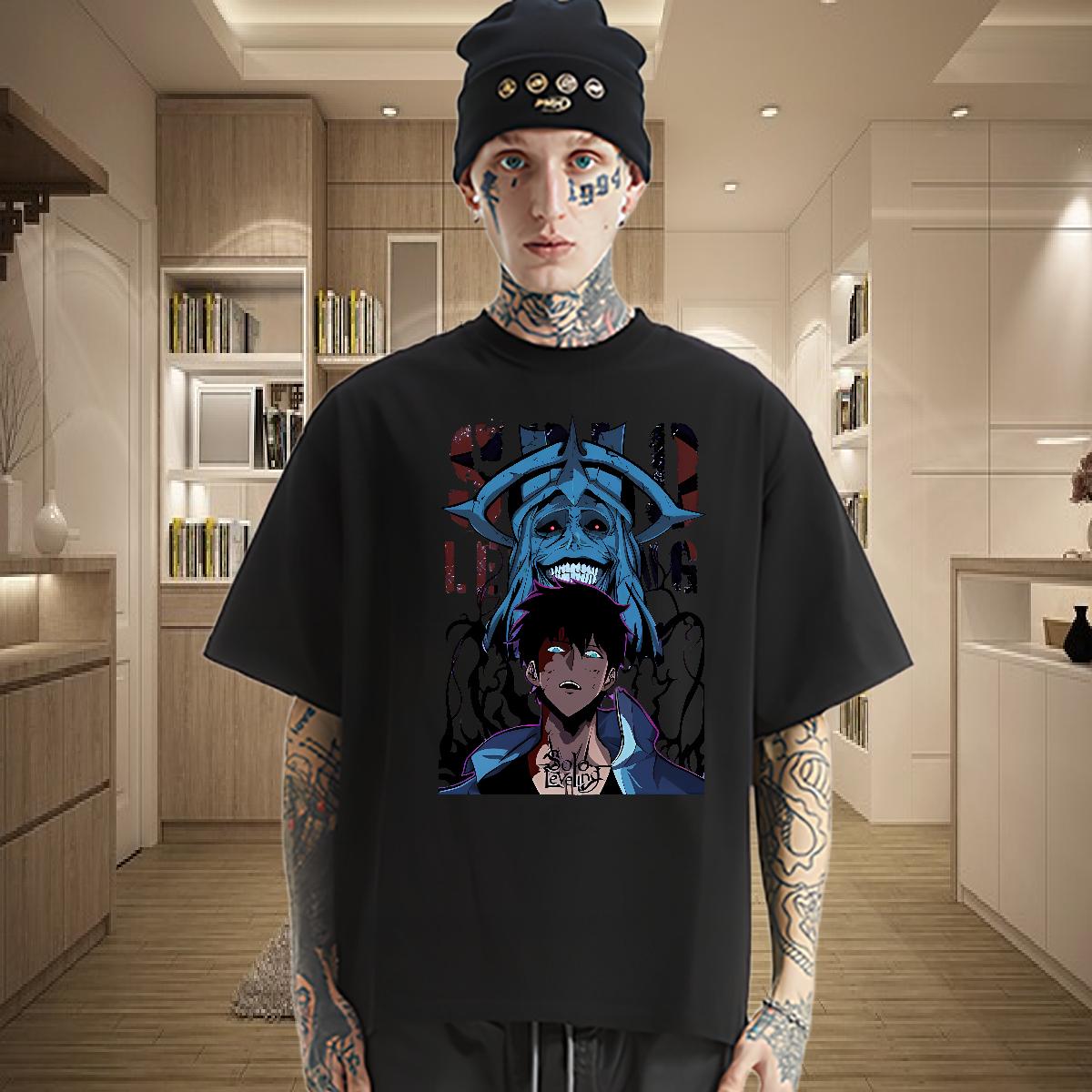 Loose Fit T shirt fashion 230g 100% Cotton Street wear Hip Hop Cotton Breathable Men Clothes T-Shirt Stylist Skull Tees Shirts