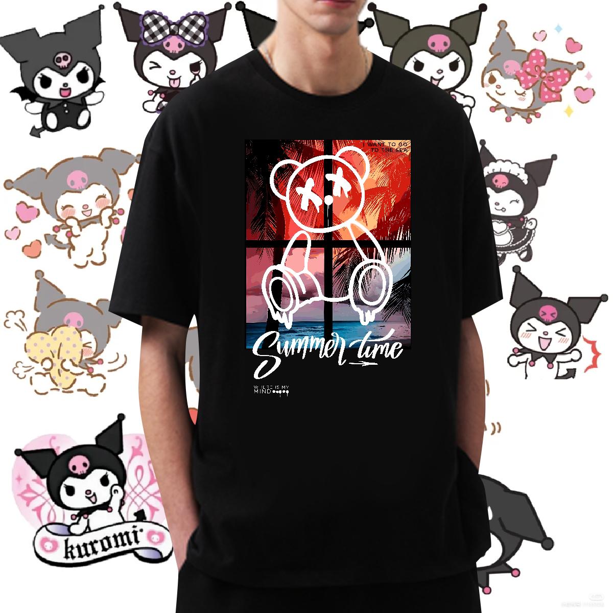 Brand T Shirts Men Graffiti Art 100% Cotton 230g Floral Print Sport Men Tshirts Breathable Short Sleeve Loose