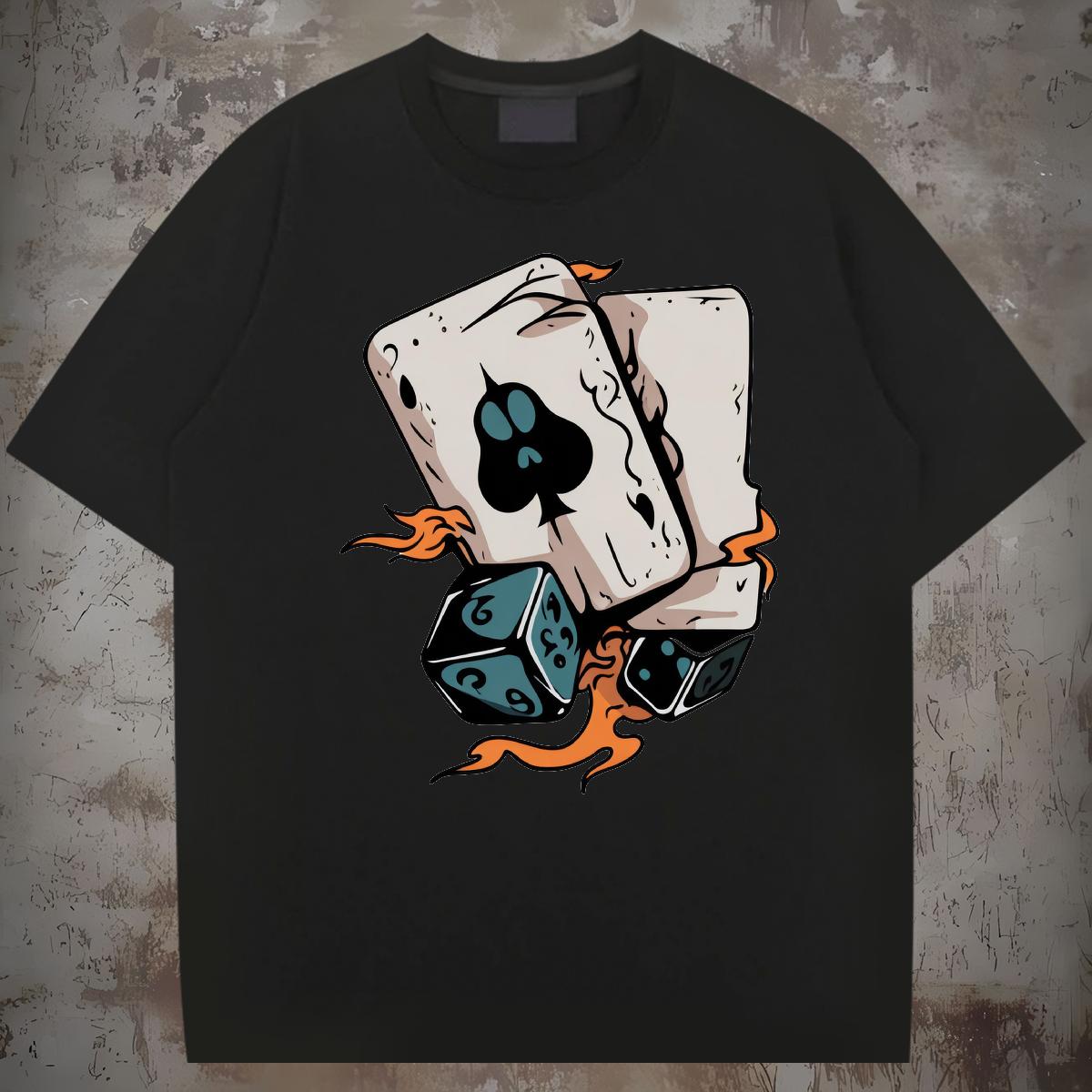 2024 Designer Mens T Shirts Poker 100% Cotton 230g Custom Men Tops Tees Street Cotton O Neck Short Sleeves Unisex Clothings